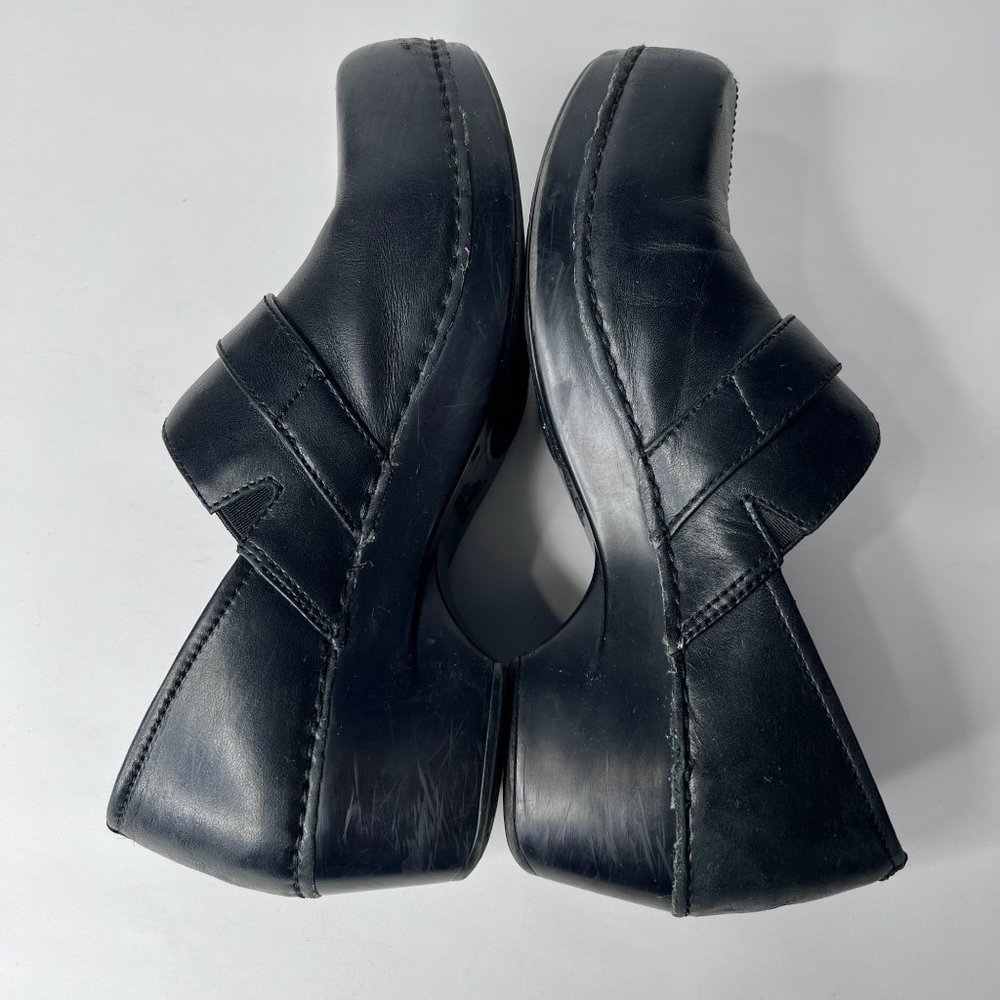Dansko Clogs Heel Black Leather Shows Comfort Slip On w/ Buckle Women's 38 7.5-8 - Picture 4 of 10